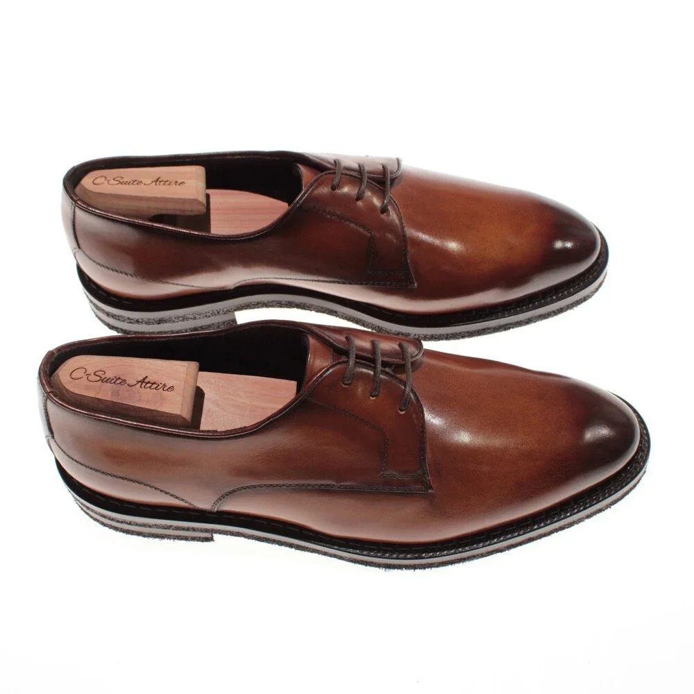 Di Bianco NWB Derby Dress Shoes Size 9.5 US in Brown Leather Made in Italy